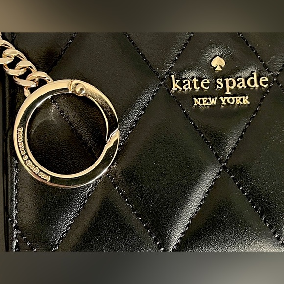 kate spade Leather zip top KeyRing/Card Holder Carey Quilted Black NWT - Picture 4 of 10